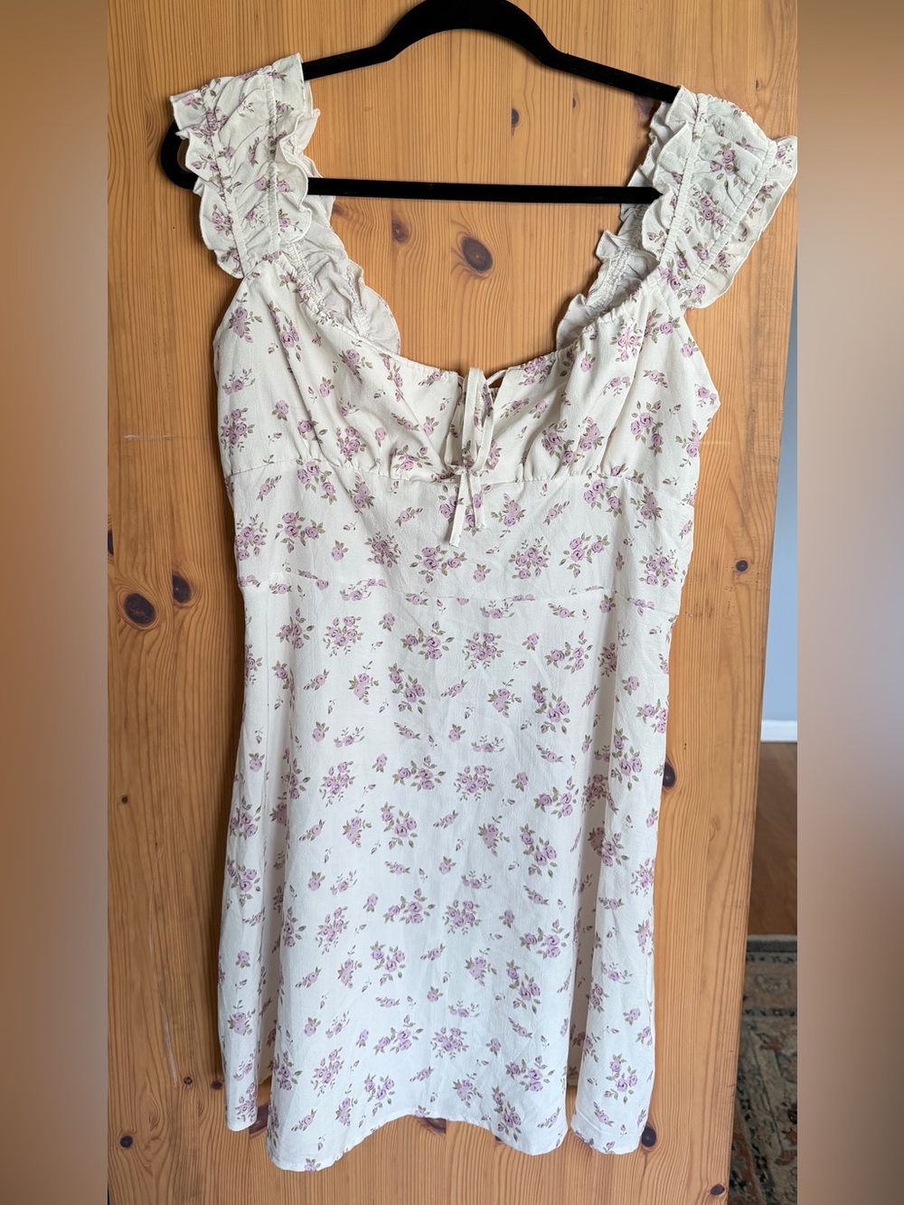 Ditsy Floral Square Neck Drawstring Riches Mini Dress - Picture 2 of 6